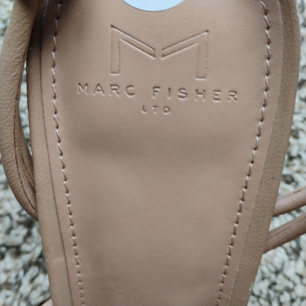 NEW Marc Fisher LTD Davia Square Toe Heel Nude Leather Size 9.5 Elegant Chic - Picture 4 of 7
